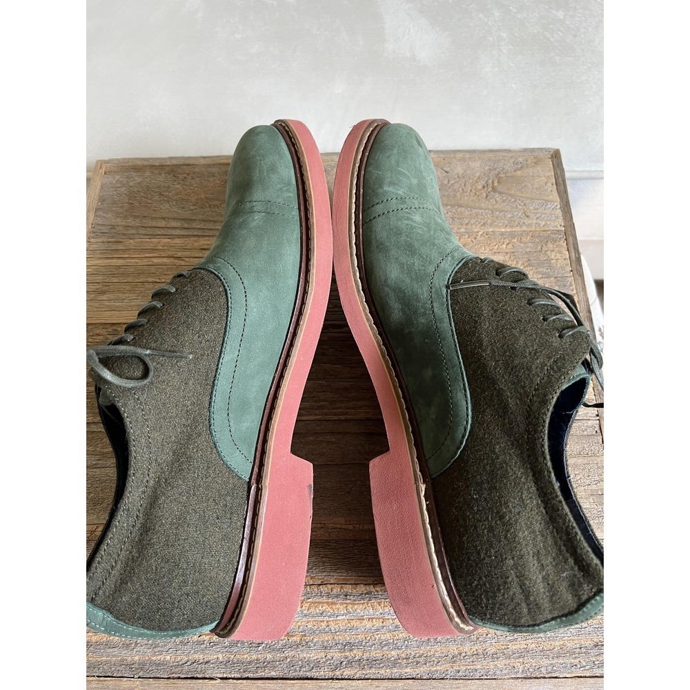 Cole Haan Air Shoes Mens 10.5 Green Suede Wool Cap Toe Oxford Lace Up Preppy - Picture 9 of 11